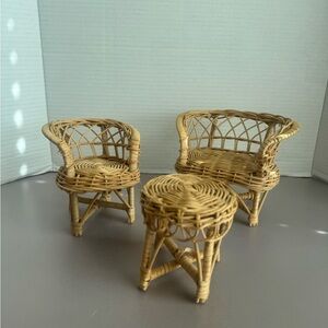 Wicker Doll Chair and Table Set